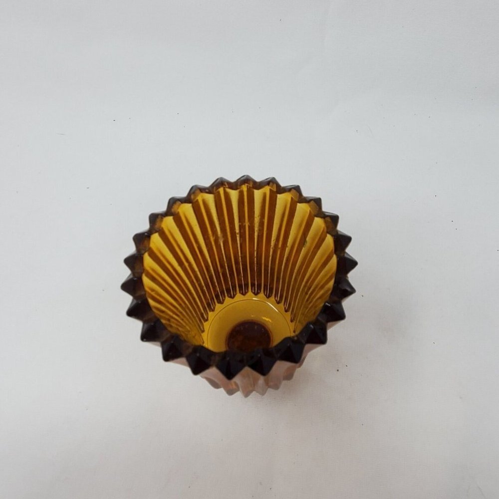 Homco Amber Ribbed Glass Peg Votive Cup Candle Holder VTG - Picture 4 of 8